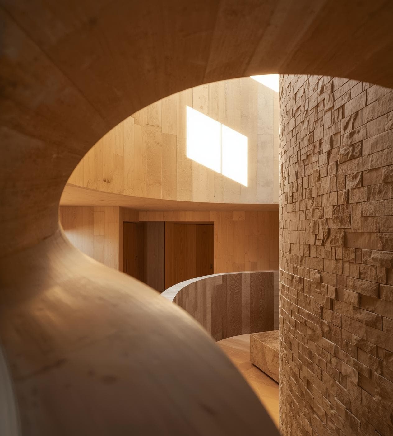 Cultural architecture with warm tones and natural light